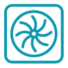 Icon representing air conditioning using an image of a fan