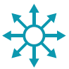 Icona que representa les centralitzacions usant un cercle envoltat de fletxes en totes direccions