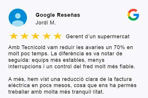 Texto de una reseña de Google
