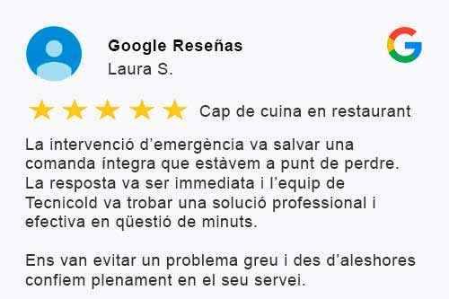 Texto de una reseña de Google